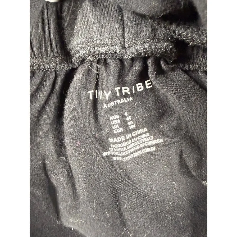 Tiny Tribe Positive Vibes Black Cotton Dress Girls Size 4